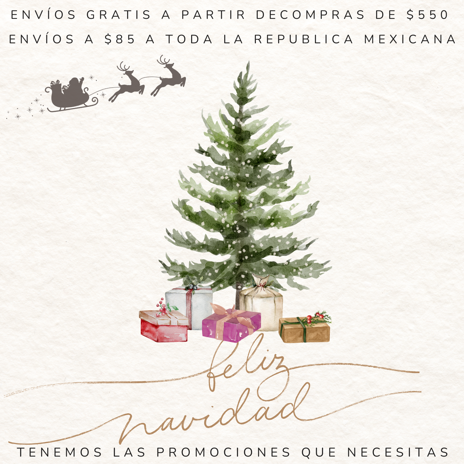 Post de Instagram Feliz Navidad Elegante Acuarela Verde Rojo y Dorado (1500 x 1500 px) (2)