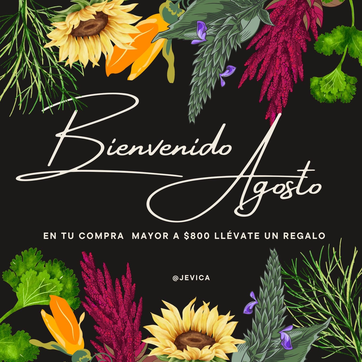 Post de Instagram Bienvenido Septiembre Floral Moderno Elegante Collage Blanco y Negro (1500 x 1500 px)