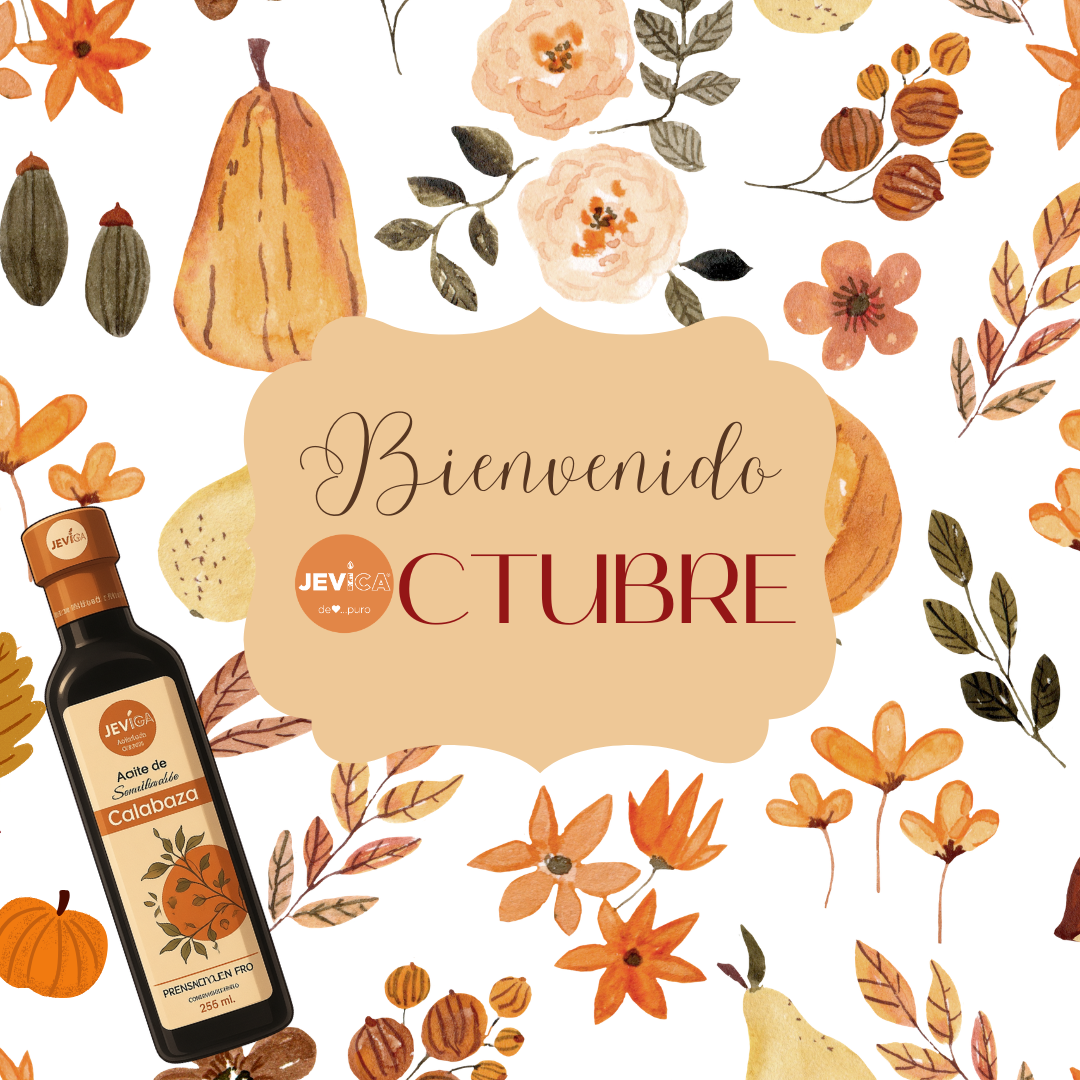 Post Instagram bienvenido octubre ilustrado naranja